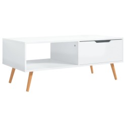 vidaXL Tavolino da Caffè Bianco Lucido 100x49,5x43 cm in Truciolato