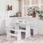 vidaXL Tavolo da Pranzo con Panca Bianco in Legno Massello di Pino vidaXL Tavolo da Pranzo con Panca Bianco in Legno Massello di Pino