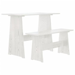 vidaXL Tavolo da Pranzo con Panca Bianco in Legno Massello di Pino