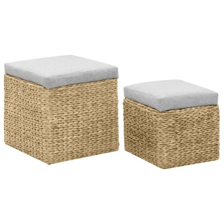 vidaXL Set Pouf 2 pz in Giunco Grigio 