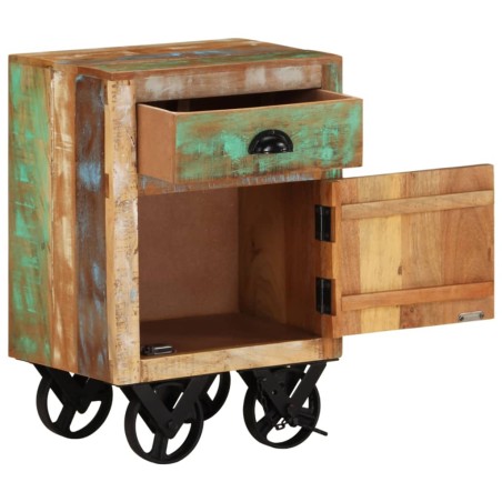 vidaXL Comodino con Ruote 40x30x57 cm in Legno Massello di Recupero