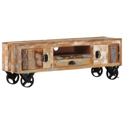 vidaXL Mobile TV con Ruote 110x30x37 cm in Legno Massello di Recupero