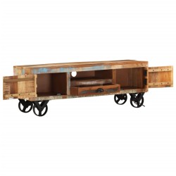 vidaXL Mobile TV con Ruote 110x30x37 cm in Legno Massello di Recupero