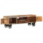 vidaXL Mobile TV con Ruote 110x30x37 cm in Legno Massello di Recupero vidaXL Mobile TV con Ruote 110x30x37 cm in Legno Massello di Recupero