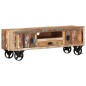 vidaXL Mobile TV con Ruote 110x30x37 cm in Legno Massello di Recupero vidaXL Mobile TV con Ruote 110x30x37 cm in Legno Massello di Recupero