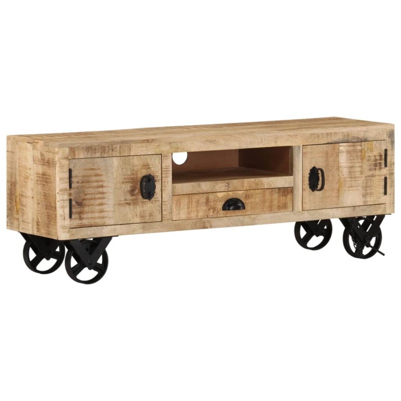 vidaXL Mobile Porta TV con Ruote 110x30x37 cm in Legno di Mango Grezzo vidaXL Mobile Porta TV con Ruote 110x30x37 cm in Legno di Mango Grezzo