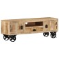 vidaXL Mobile Porta TV con Ruote 110x30x37 cm in Legno di Mango Grezzo vidaXL Mobile Porta TV con Ruote 110x30x37 cm in Legno di Mango Grezzo