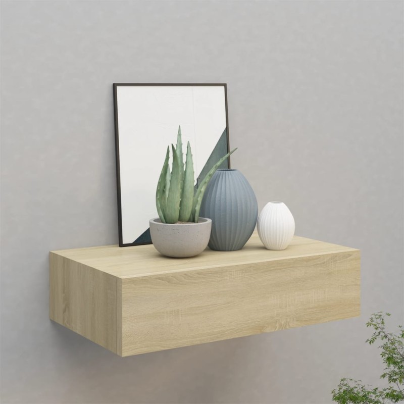vidaXL Scaffale con Cassetti da Parete Rovere 40x23,5x10 cm in MDF vidaXL Scaffale con Cassetti da Parete Rovere 40x23,5x10 cm in MDF
