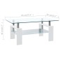 vidaXL Tavolino Salotto Bianco e Trasparente95x55x40cm Vetro Temperato vidaXL Tavolino Salotto Bianco e Trasparente95x55x40cm Vetro Temperato