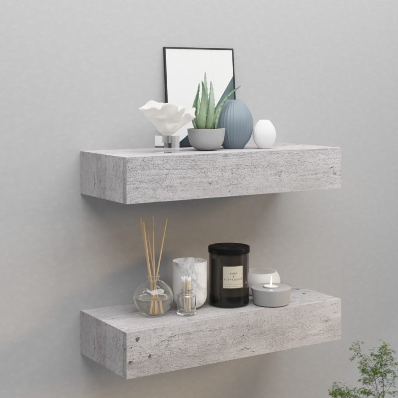 vidaXL Scaffali a Muro Cassetti 2 pz Grigio Cemento 60x23,5x10 cm MDF vidaXL Scaffali a Muro Cassetti 2 pz Grigio Cemento 60x23,5x10 cm MDF