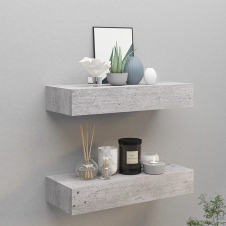 vidaXL Scaffali a Muro Cassetti 2 pz Grigio Cemento 60x23,5x10 cm MDF