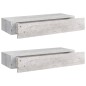 vidaXL Scaffali a Muro Cassetti 2 pz Grigio Cemento 60x23,5x10 cm MDF vidaXL Scaffali a Muro Cassetti 2 pz Grigio Cemento 60x23,5x10 cm MDF