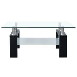 vidaXL Tavolino Salotto Nero e Trasparente 95x55x40 cm Vetro Temperato