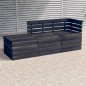 Set Divani da Giardino su Pallet 3 pz Legno Pino Grigio Scuro Set Divani da Giardino su Pallet 3 pz Legno Pino Grigio Scuro