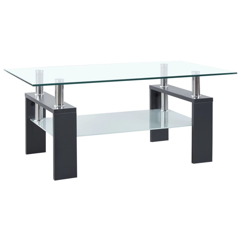 vidaXL Tavolino Grigio e Trasparente 95x55x40 cm Vetro Temperato vidaXL Tavolino Grigio e Trasparente 95x55x40 cm Vetro Temperato