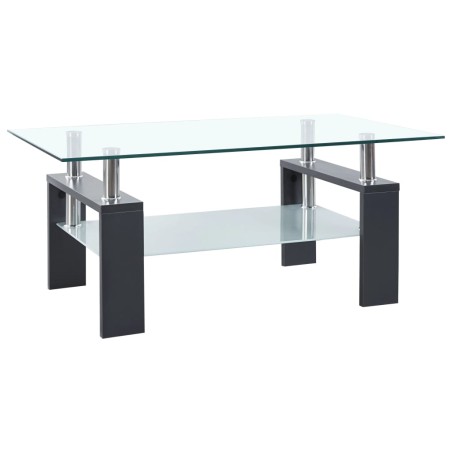 vidaXL Tavolino Grigio e Trasparente 95x55x40 cm Vetro Temperato