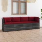 Divano da Giardino 4 Posti su Pallet con Cuscini Massello Pino Divano da Giardino 4 Posti su Pallet con Cuscini Massello Pino