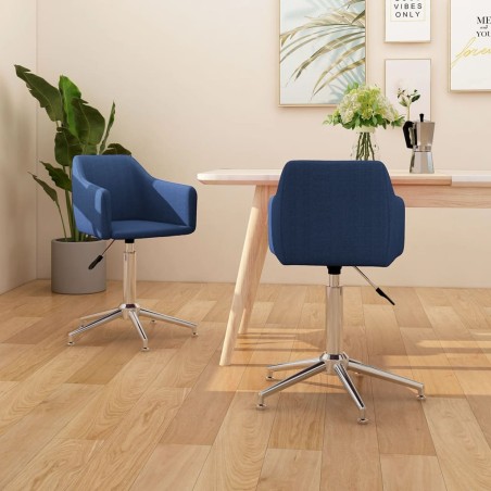 vidaXL Sedie da Pranzo Girevoli 2 pz Blu in Tessuto