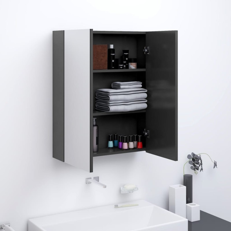 vidaXL Armadietto a Specchio per Bagno 60x15x75 cm MDF Grigio vidaXL Armadietto a Specchio per Bagno 60x15x75 cm MDF Grigio