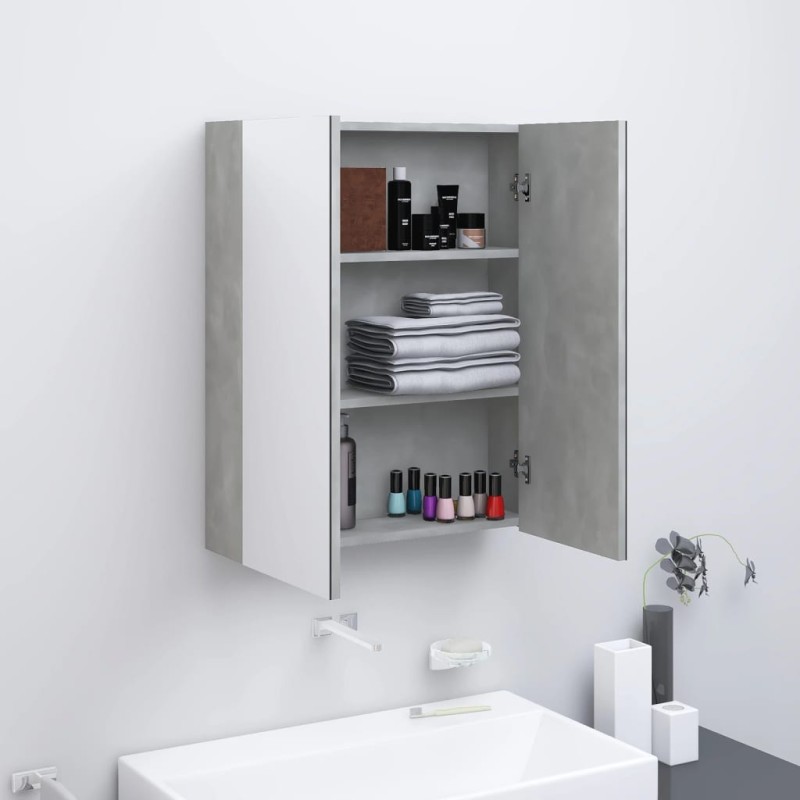 vidaXL Armadietto a Specchio per Bagno 60x15x75 cm MDF Grigio Cemento vidaXL Armadietto a Specchio per Bagno 60x15x75 cm MDF Grigio Cemento