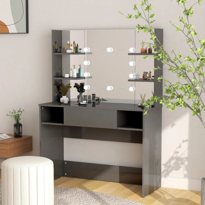 vidaXL Toeletta con Luci LED 100x40x135 cm in MDF Grigio Lucido vidaXL Toeletta con Luci LED 100x40x135 cm in MDF Grigio Lucido