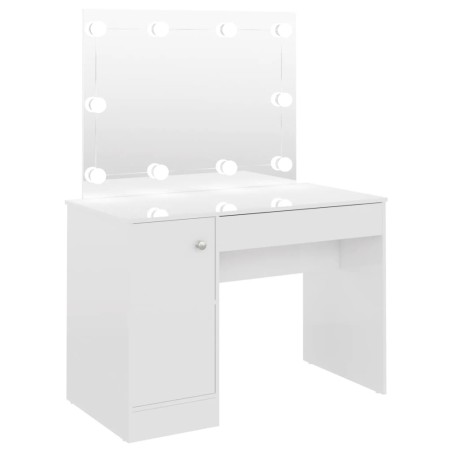 vidaXL Toeletta con Luci LED 110x55x145 cm in MDF Bianco Lucido