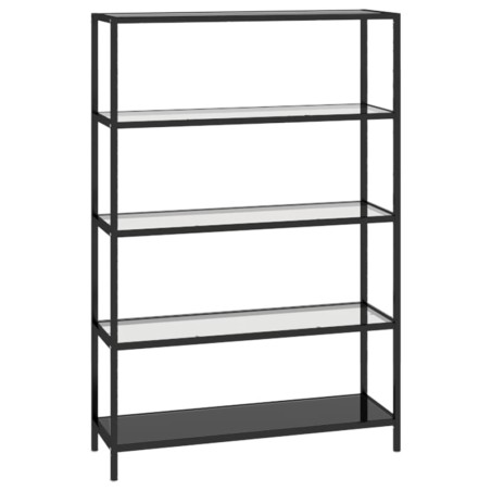 vidaXL Scaffale Nero e Trasparente 100x36x168 cm in Vetro Temperato