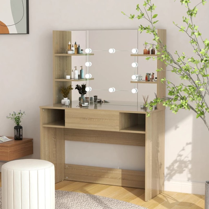 vidaXL Toeletta con Luci LED 100x40x135 cm in MDF Rovere vidaXL Toeletta con Luci LED 100x40x135 cm in MDF Rovere