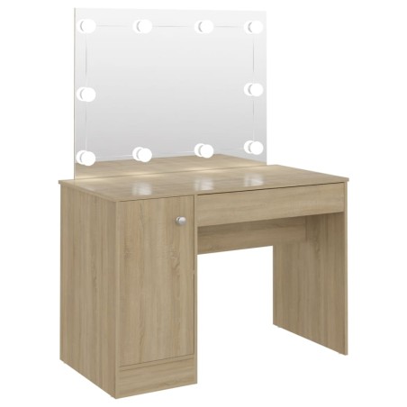 vidaXL Toeletta con Luci LED 110x55x145 cm in MDF Rovere
