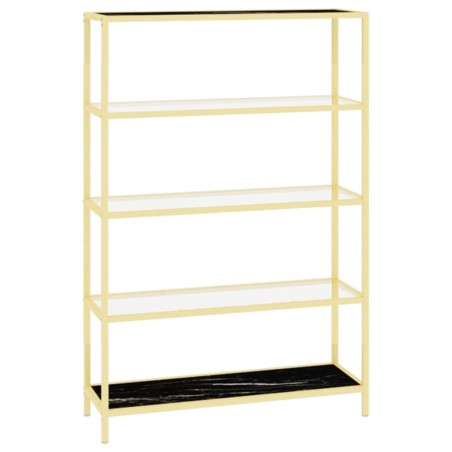 vidaXL Scaffale Oro e Marmo Nero in Vetro Temperato