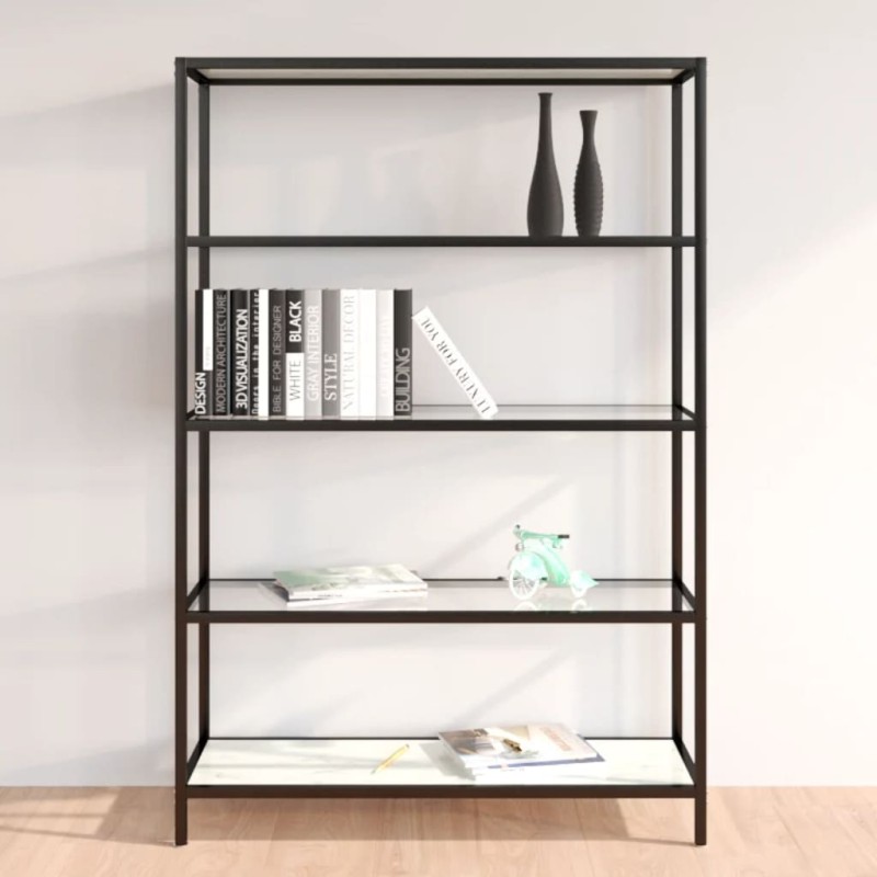 vidaXL Scaffale Marmo Bianco Trasparente 100x36x168cm Vetro Temperato vidaXL Scaffale Marmo Bianco Trasparente 100x36x168cm Vetro Temperato