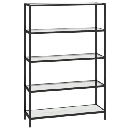 vidaXL Scaffale Marmo Bianco Trasparente 100x36x168cm Vetro Temperato