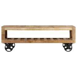 vidaXL Tavolino da Caffè con Ruote in Massello di Mango 110x50x37 cm