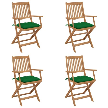 vidaXL Sedie da Giardino Pieghevoli 4 pz con Cuscini Massello Acacia