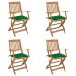 vidaXL Sedie da Giardino Pieghevoli 4 pz con Cuscini Massello Acacia