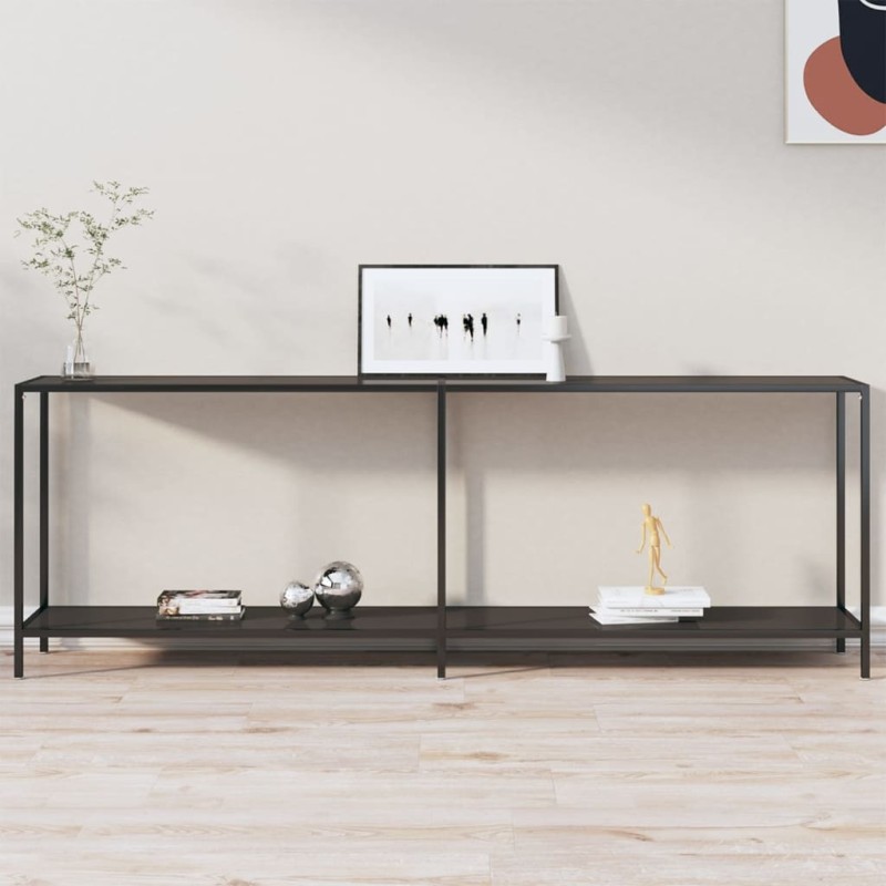 vidaXL Tavolo Consolle Nero 220x35x75,5 cm in Vetro Temperato vidaXL Tavolo Consolle Nero 220x35x75,5 cm in Vetro Temperato