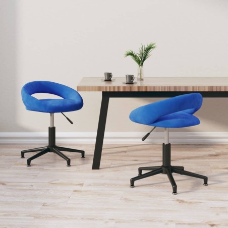 vidaXL Sedie da Pranzo Girevoli 2 pz Blu in Velluto
