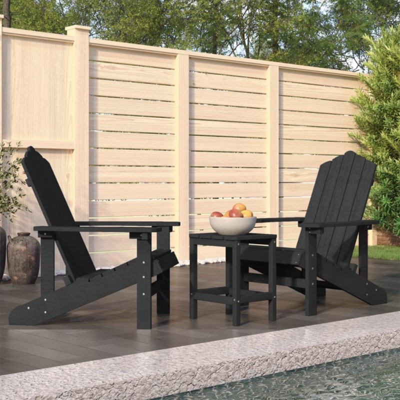 Sedie da Giardino con Tavolo Adirondack in HDPE Antracite Sedie da Giardino con Tavolo Adirondack in HDPE Antracite