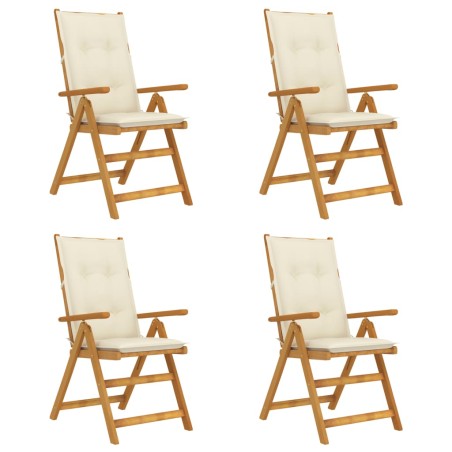 Sedie da Giardino Reclinabili 4 pz con Cuscini Massello Acacia