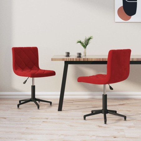 vidaXL Sedie da Pranzo Girevoli 2 pz Rosso Vino in Velluto