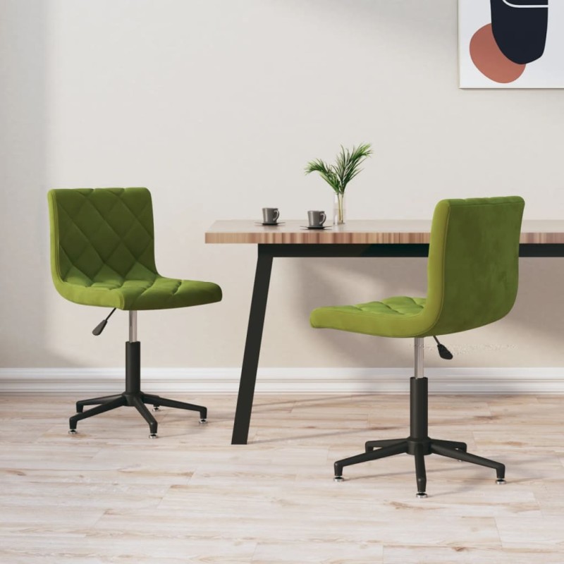 vidaXL Sedie da Pranzo Girevoli 2 pz Verde Chiaro in Velluto vidaXL Sedie da Pranzo Girevoli 2 pz Verde Chiaro in Velluto