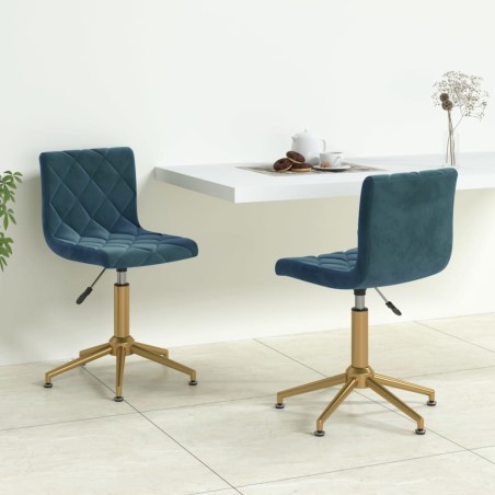 vidaXL Sedie da Pranzo Girevoli 2 pz Blu in Velluto