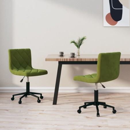 vidaXL Sedie da Pranzo Girevoli 2 pz Verde Chiaro in Velluto