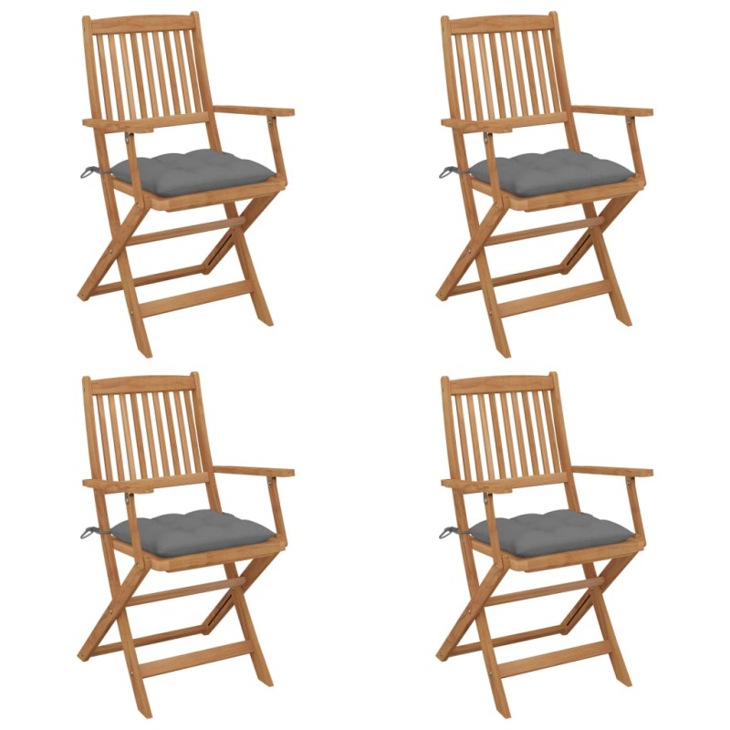 Sedie da Giardino Pieghevoli 4 pz con Cuscini Massello Acacia Sedie da Giardino Pieghevoli 4 pz con Cuscini Massello Acacia