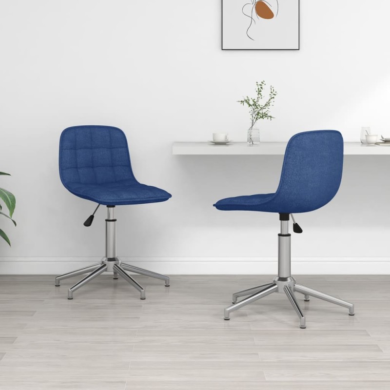 vidaXL Sedie da Pranzo Girevoli 2 pz Blu in Tessuto vidaXL Sedie da Pranzo Girevoli 2 pz Blu in Tessuto