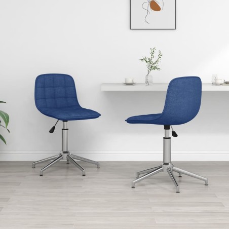 vidaXL Sedie da Pranzo Girevoli 2 pz Blu in Tessuto