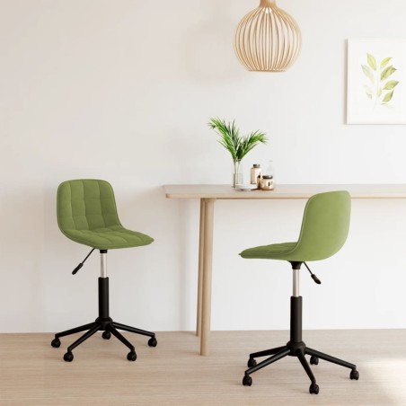 vidaXL Sedie da Pranzo Girevoli 2 pz Verde Chiaro in Velluto