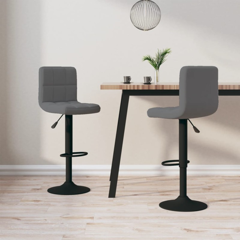 vidaXL Sgabelli da Bar 2 pz Grigio Scuro in Velluto vidaXL Sgabelli da Bar 2 pz Grigio Scuro in Velluto