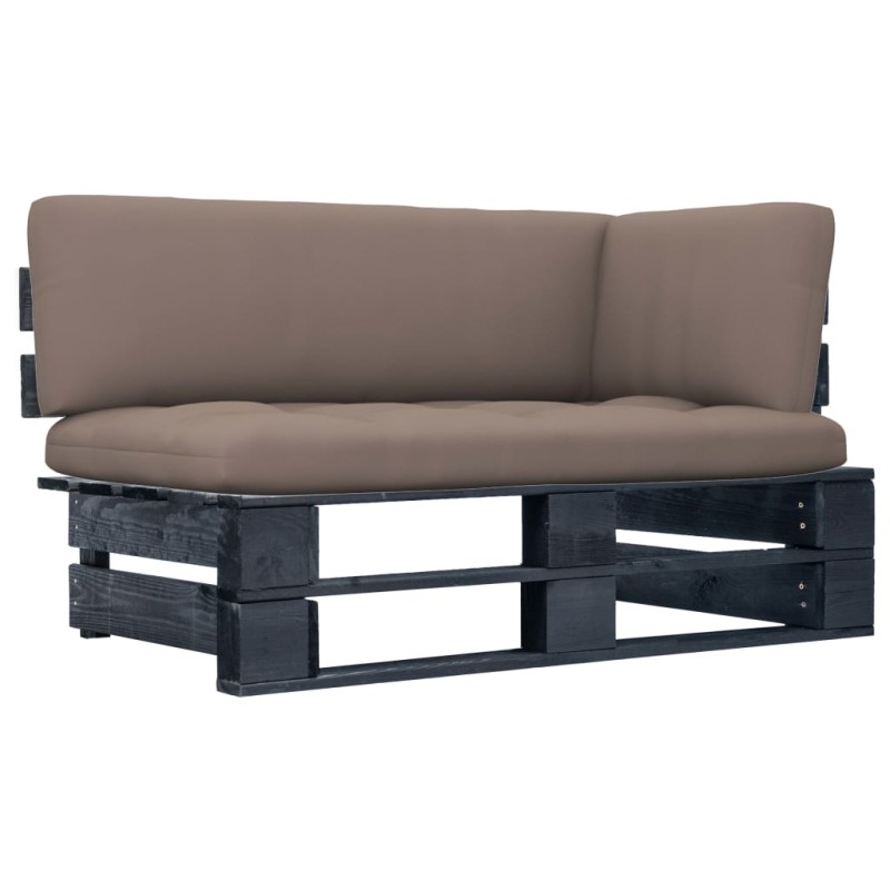 Divano Angolare da Giardino su Pallet Pino Impregnato Nero Divano Angolare da Giardino su Pallet Pino Impregnato Nero