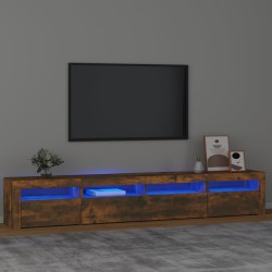vidaXL Mobile Porta TV con Luci LED Rovere Fumo 240x35x40 cm